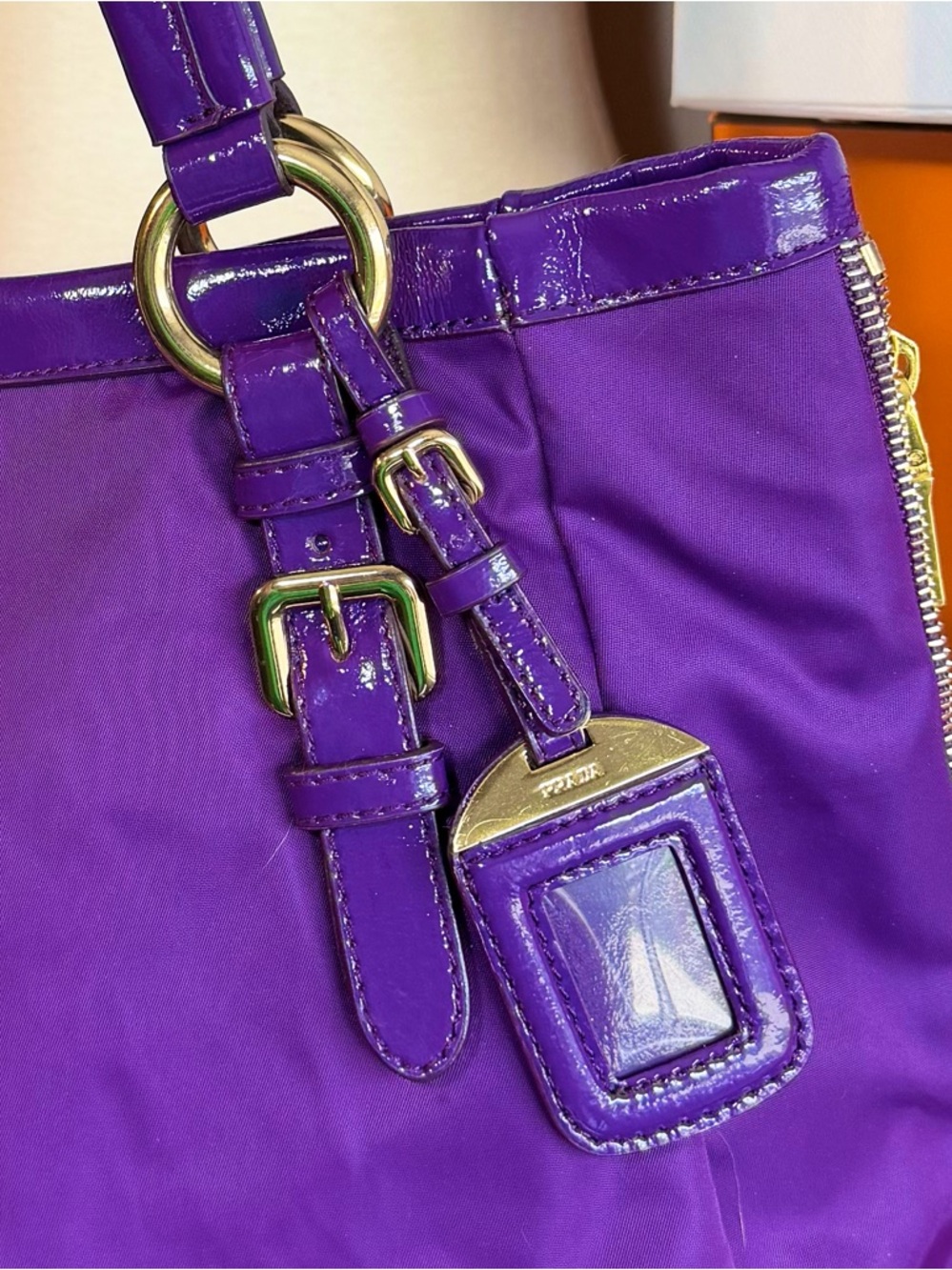 Prada Purple Nylon Shoulder Bag with Gold Hardware! Offers always welcome! - Picture 5 of 15